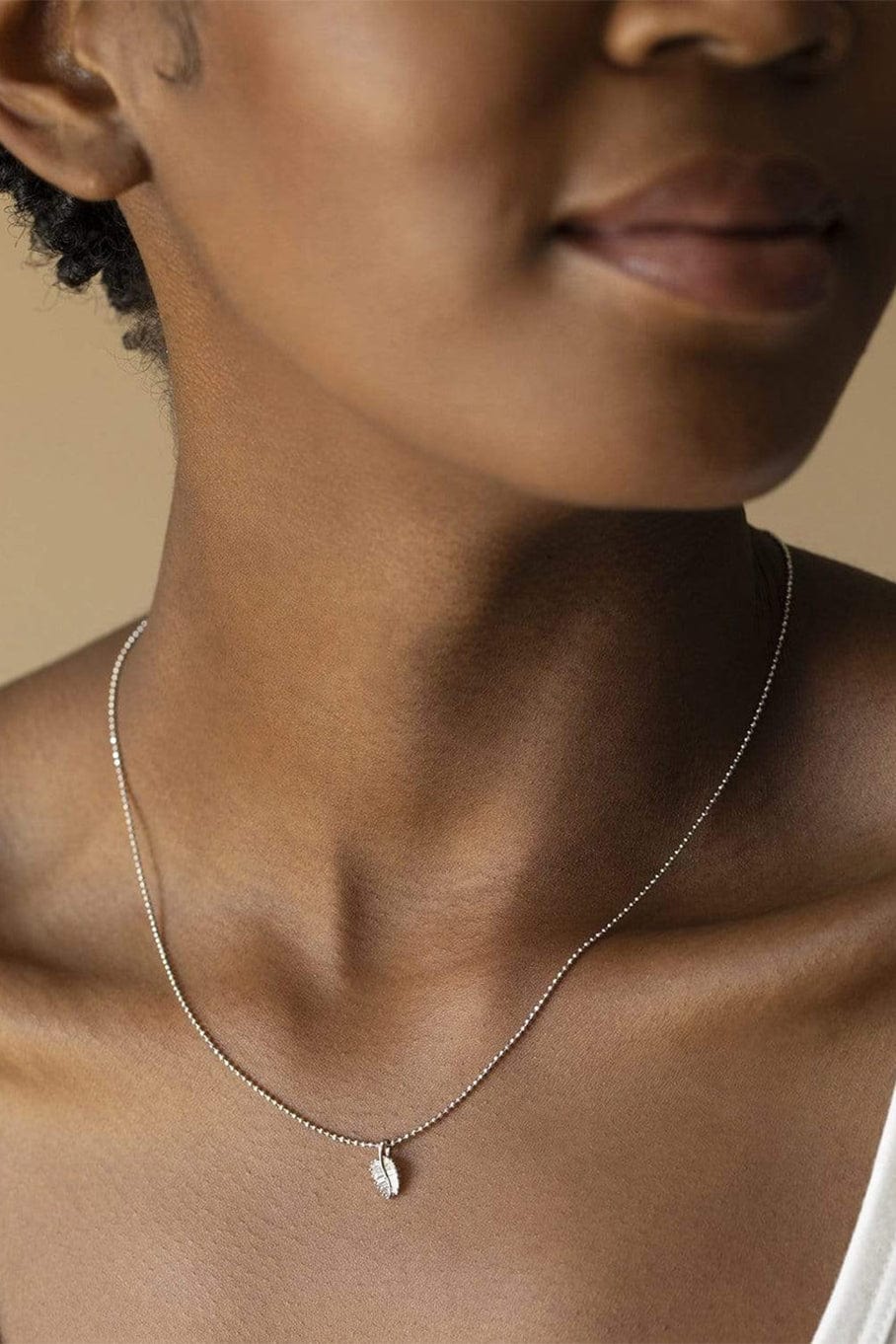ANITA KO-White Gold Small Palm Leaf Baguette Necklace-WHITE GOLD