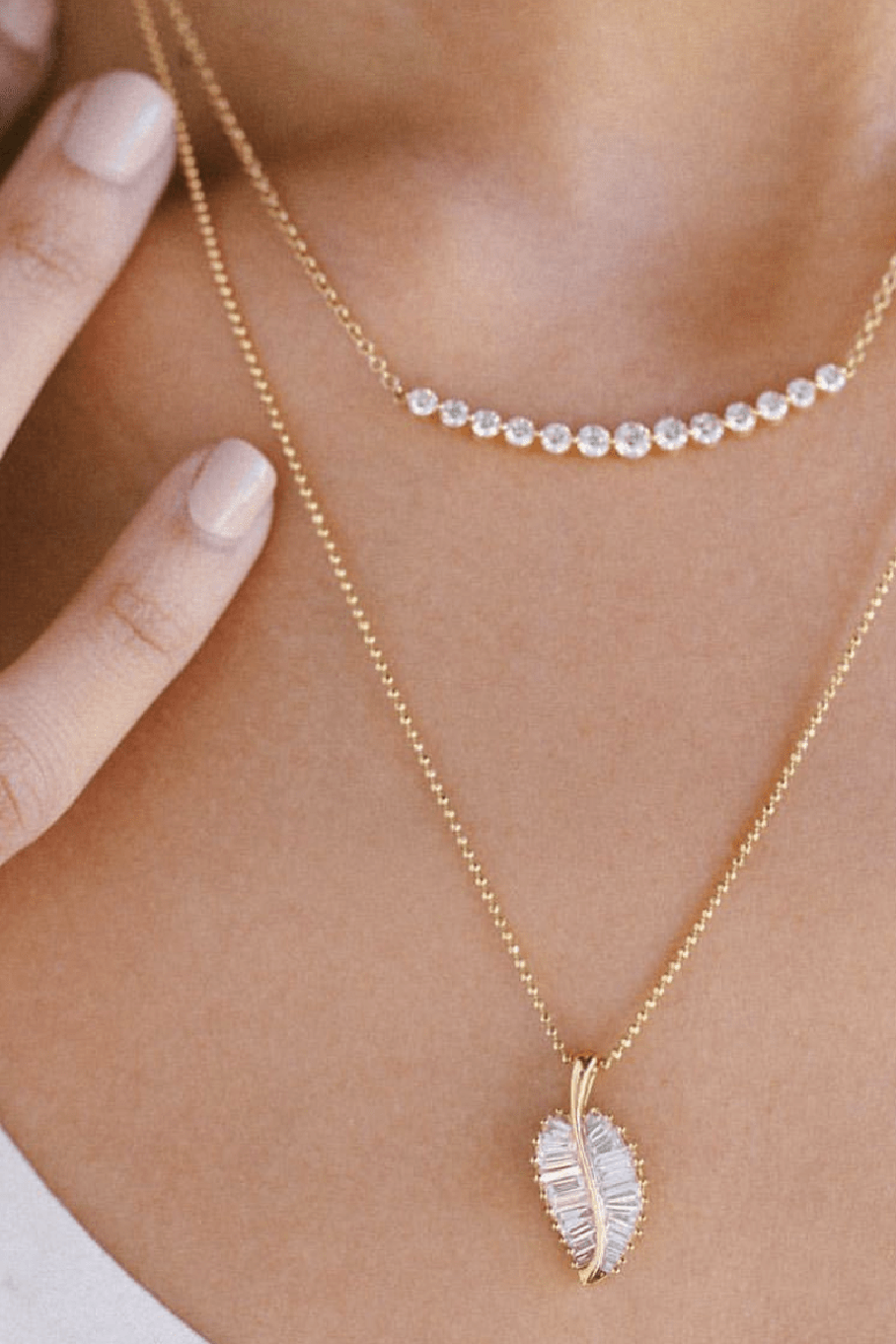 ANITA KO-Classic Palm Leaf Diamond Necklace-YELLOW GOLD