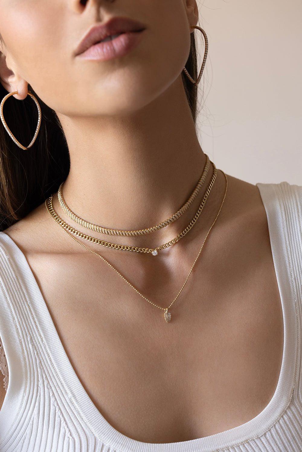 ANITA KO-Thin Diamond Zoe Choker Necklace-YELLOW GOLD
