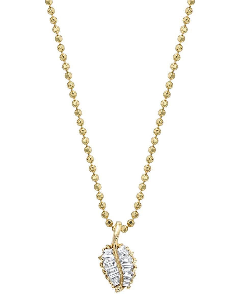 ANITA KO-Yellow Gold Small Palm Leaf Diamond Necklace-YELLOW GOLD