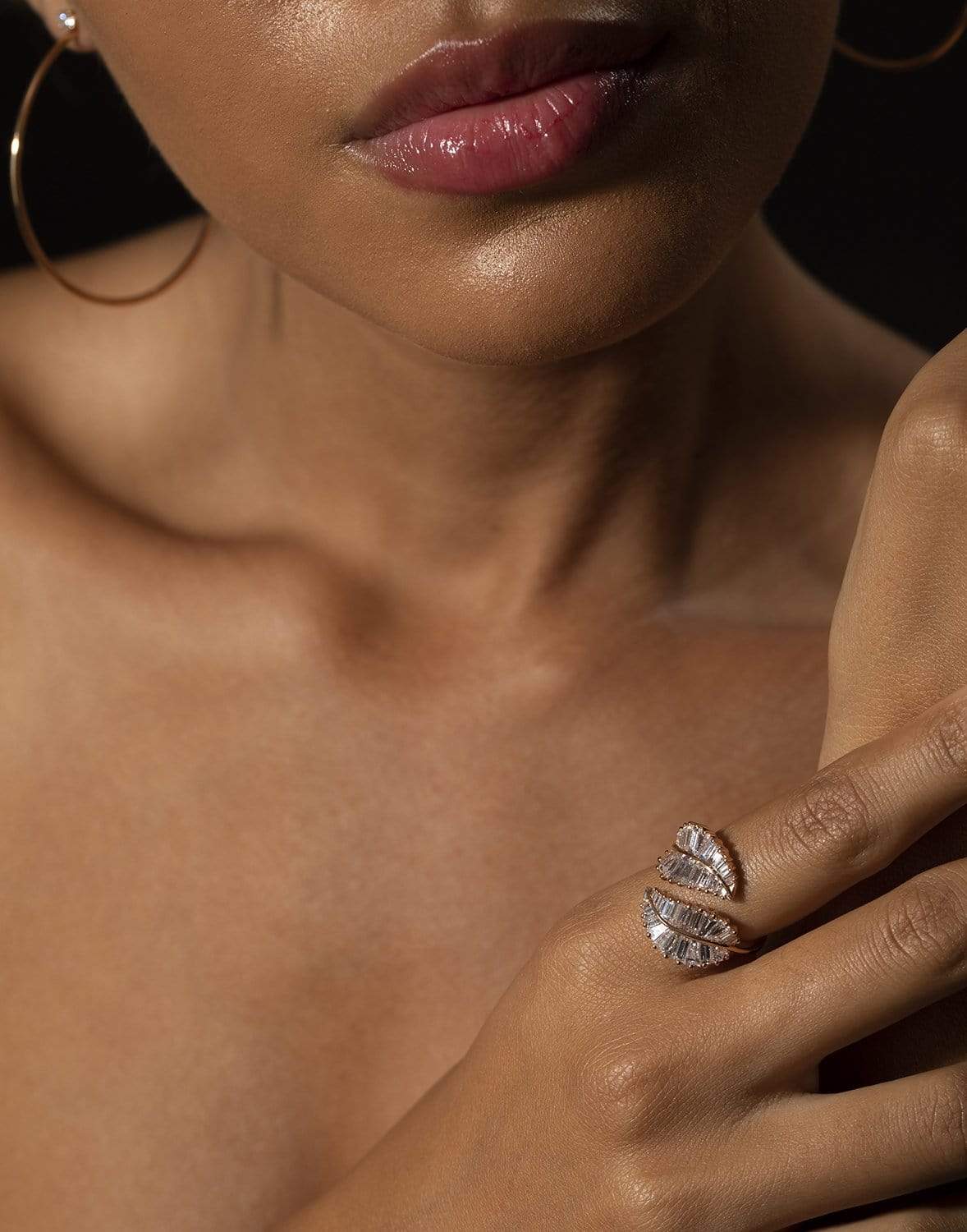 ANITA KO-Classic Palm Leaf Diamond Ring - Rose Gold-