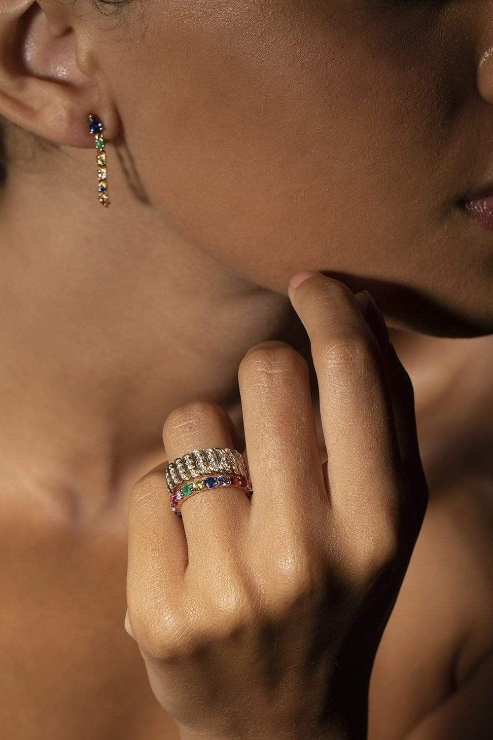 ANITA KO-Multi-Colored Fine Gemstone And Diamond Eternity Band - Rose Gold-ROSE GOLD