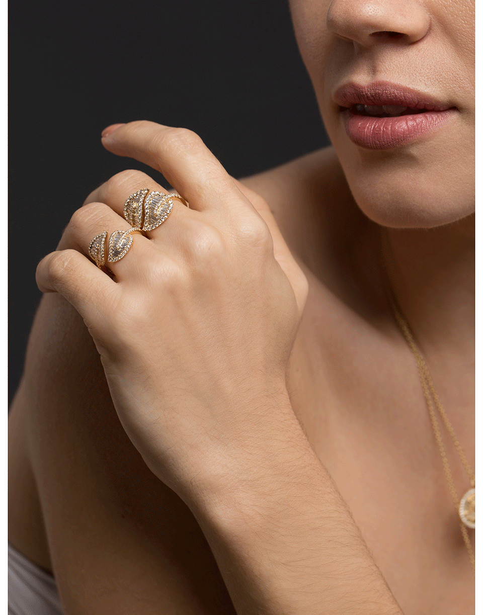 ANITA KO-Medium Diamond Leaf Ring-ROSE GOLD