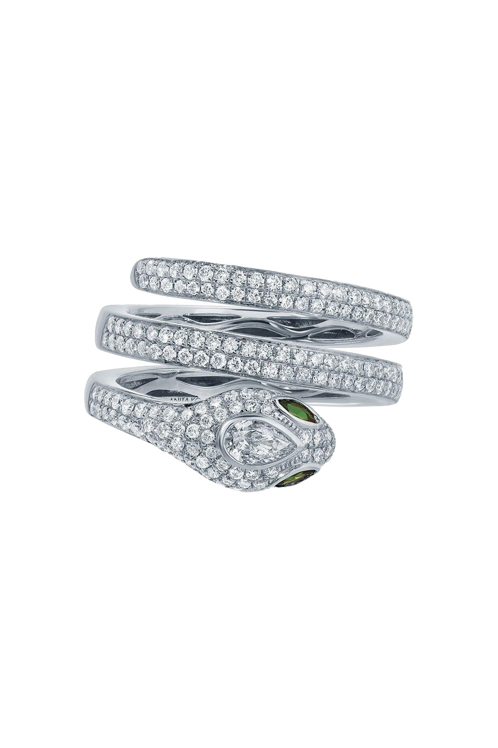 Diamond Snake Coil Pinky Ring-WHITE GOLD-JEWELRYFINE JEWELRING-ANITA KO