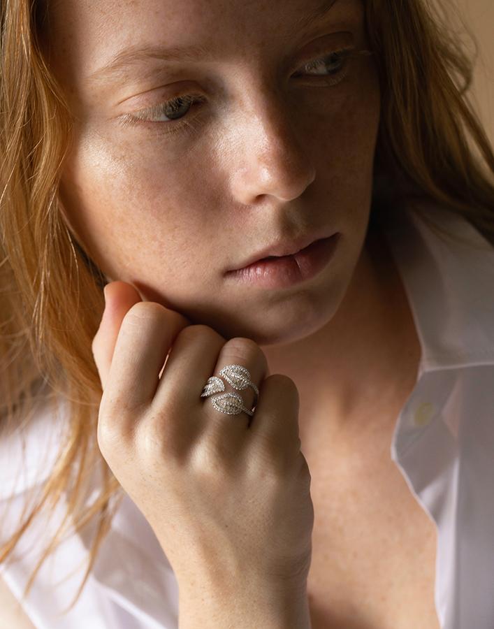 ANITA KO-Three Leaves Diamond Ring-WHITE GOLD