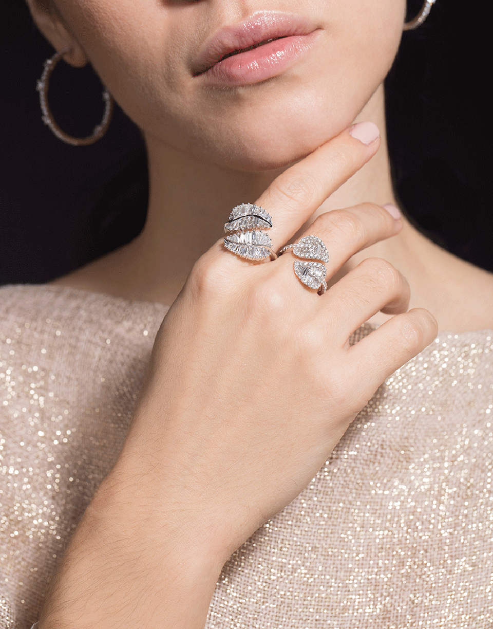 ANITA KO-Palm Leaf Diamond Ring-WHITE GOLD