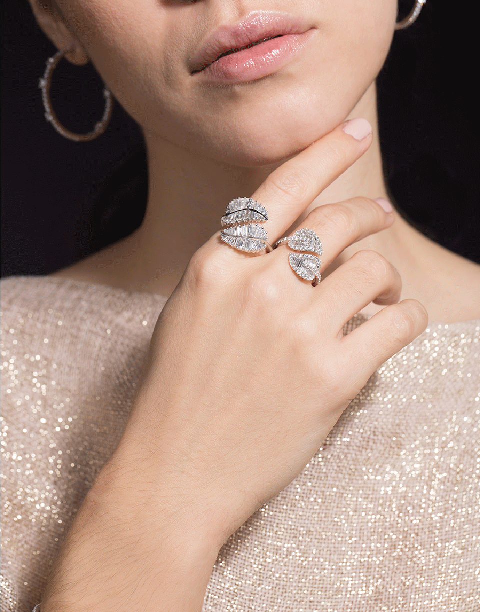 ANITA KO-Palm Leaf Diamond Ring-WHITE GOLD