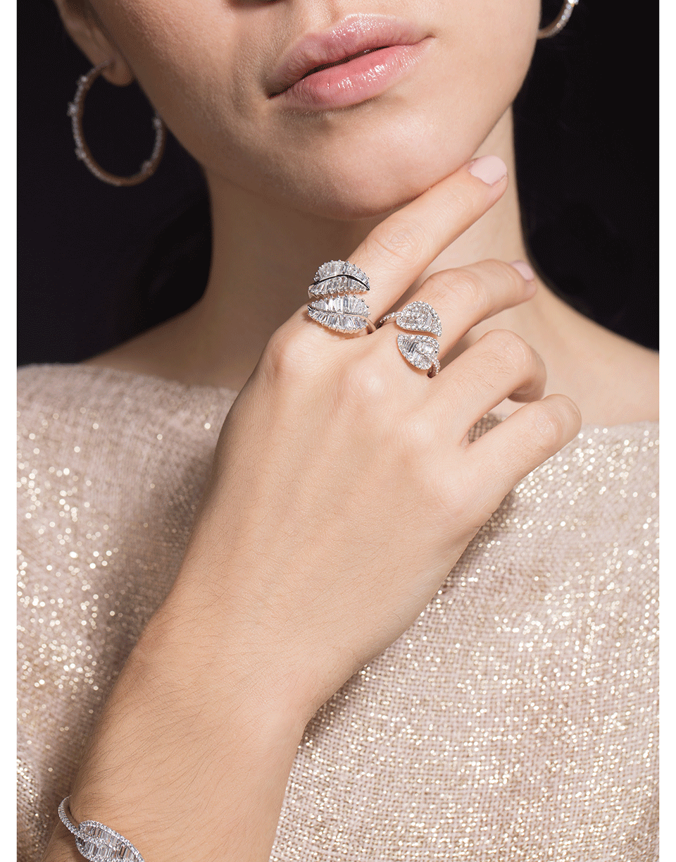 ANITA KO-Medium Leaf Diamond Ring-WHITE GOLD