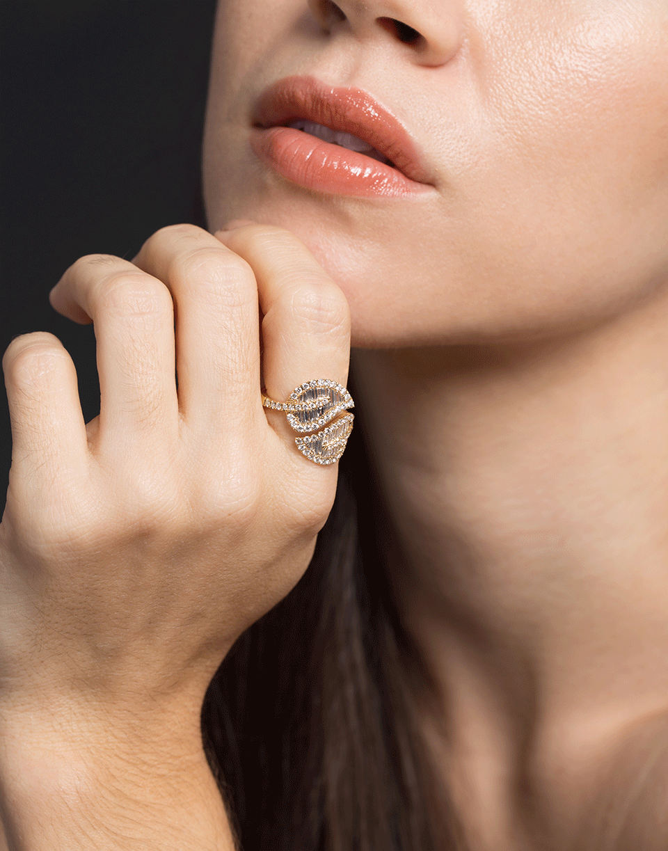 ANITA KO-Large Diamond Leaf Ring-YELLOW GOLD