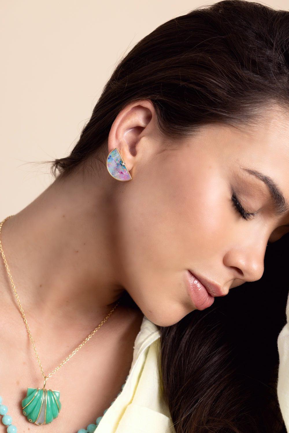ANNA MACCIERI ROSSI-Australian Art Half An Hour Earrings-YELLOW GOLD