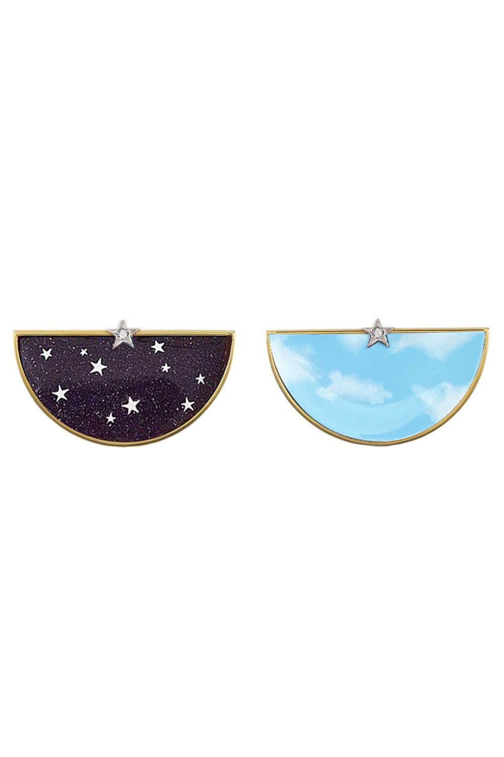 ANNA MACCIERI ROSSI-Dreamy Art Half An Hour Earrings-YELLOW GOLD