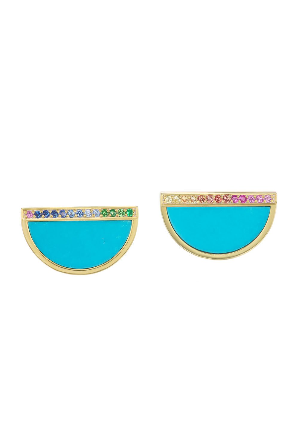 ANNA MACCIERI ROSSI-Ora Half An Hour Turquoise Mini Earrings-YELLOW GOLD