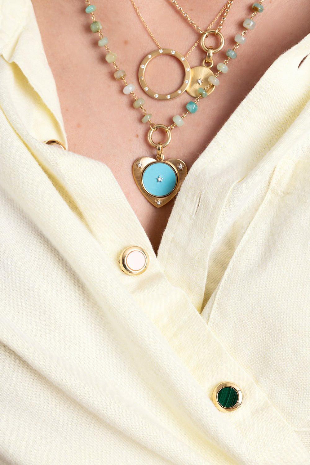 ANNA MACCIERI ROSSI-Malachite Button Cover-YELLOW GOLD
