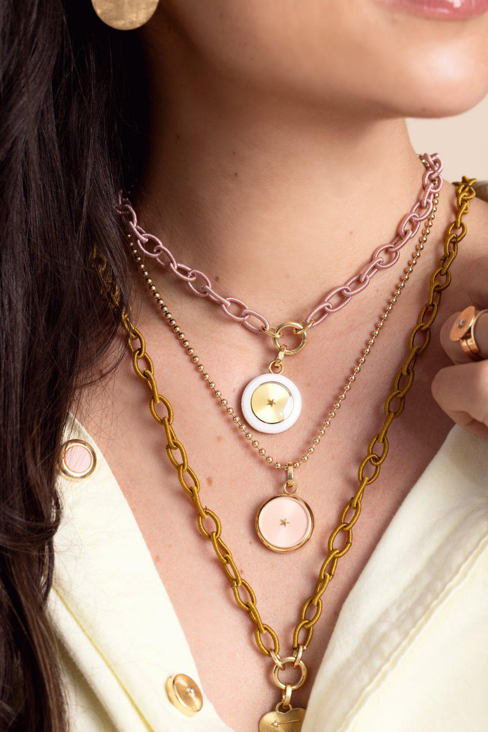 ANNA MACCIERI ROSSI-Olive Thread Link Necklace-
