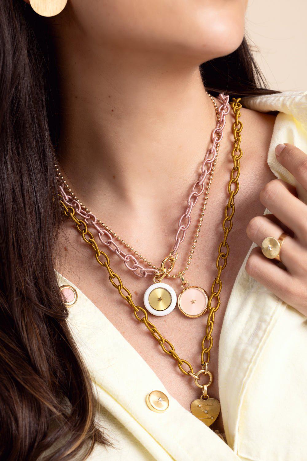 ANNA MACCIERI ROSSI-Olive Thread Link Necklace-