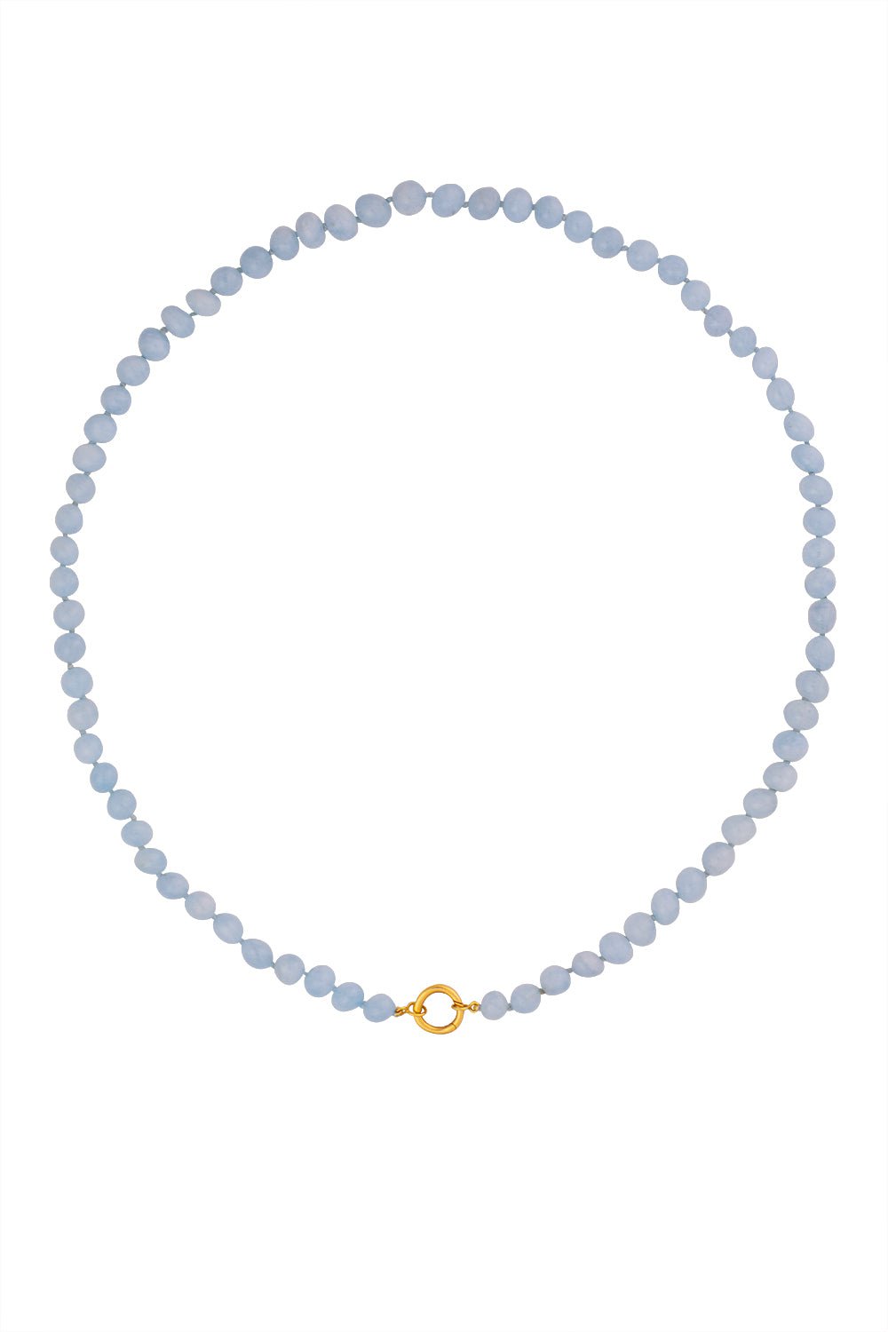 ANNA MACCIERI ROSSI-Aquamarine Bead Necklace-YELLOW GOLD