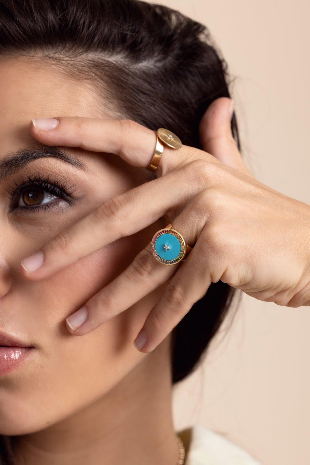 ANNA MACCIERI ROSSI-Ora Rainbow Mini Ring-YELLOW GOLD