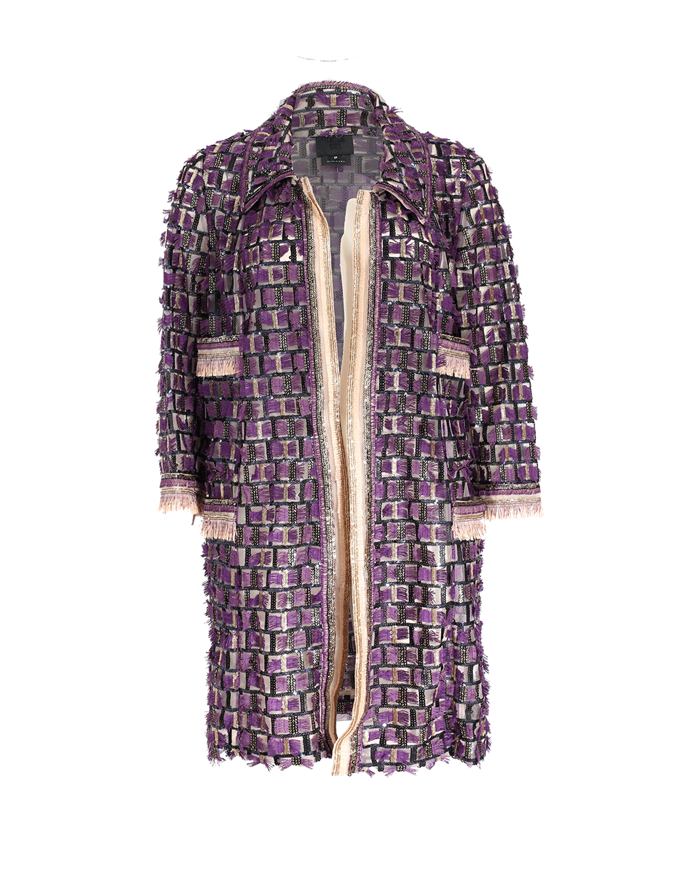 ANNA SUI-Sequined Fringe Mesh Coat-