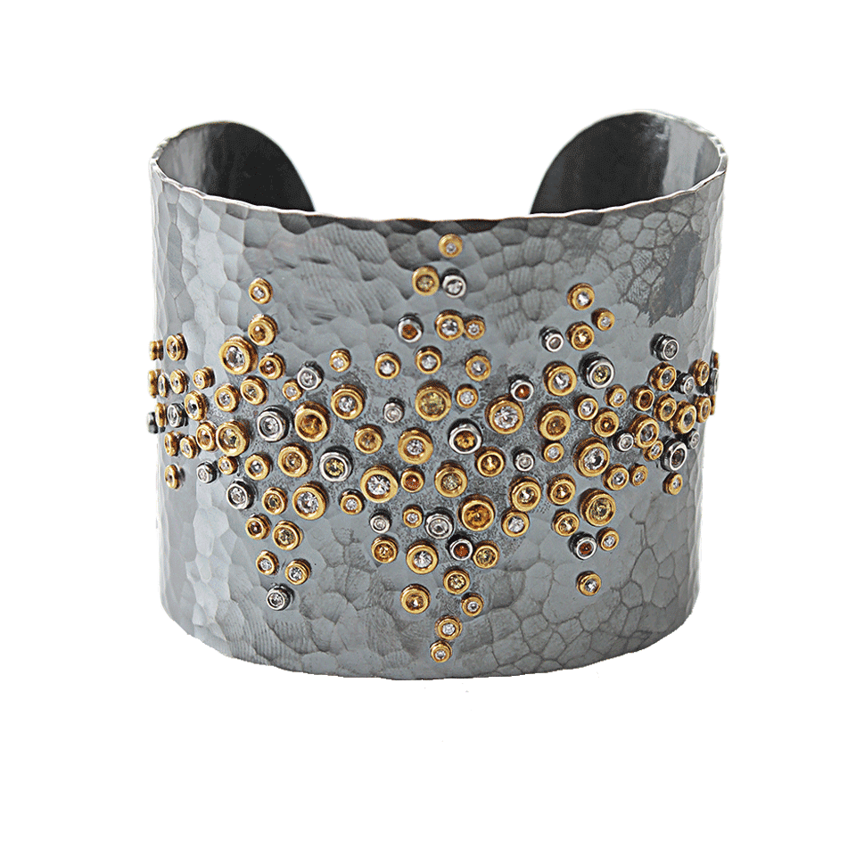 ANNIE FENSTERSTOCK-Mixed-Sapphire and Diamond Lightning Cuff-SLVR/YG