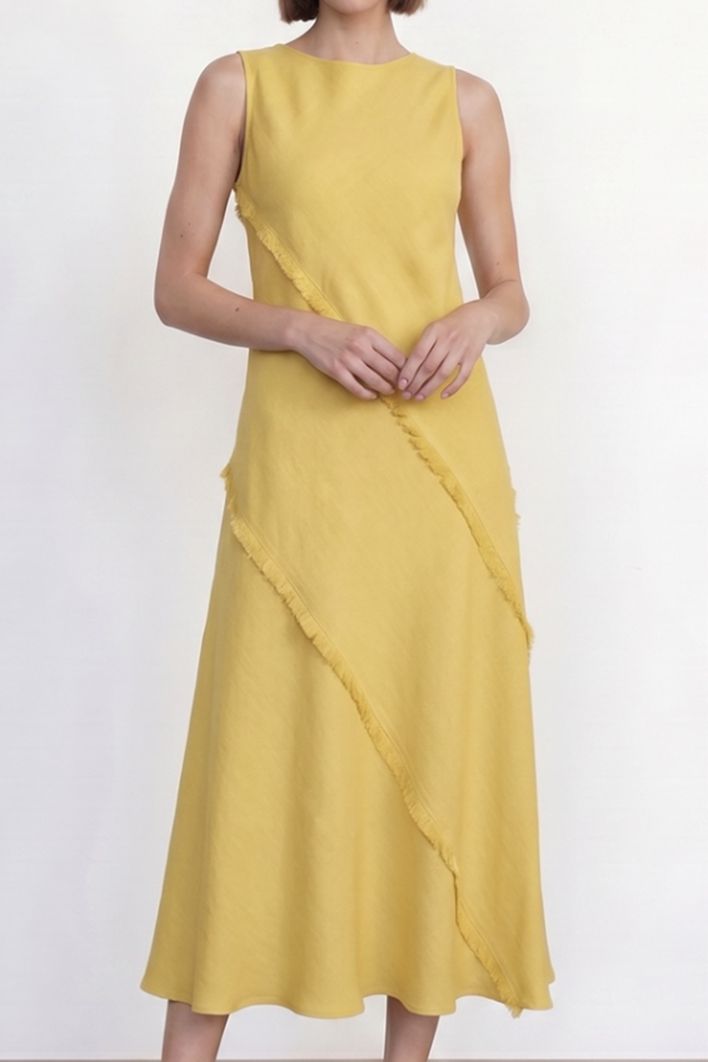 Nereo Midi Ruffle Dress-YELLOW-38-CLOTHINGDRESSCASUAL-ANTONELLI