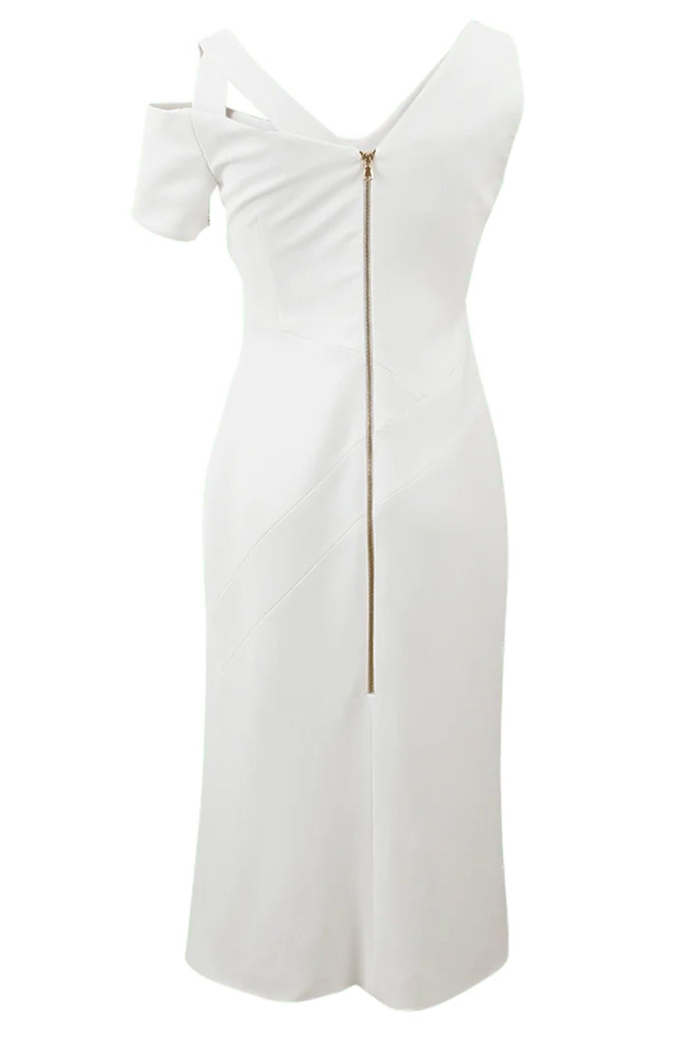 ANTONIO BERARDI-Off Shoulder Embroidered Dress-OPTICWHT