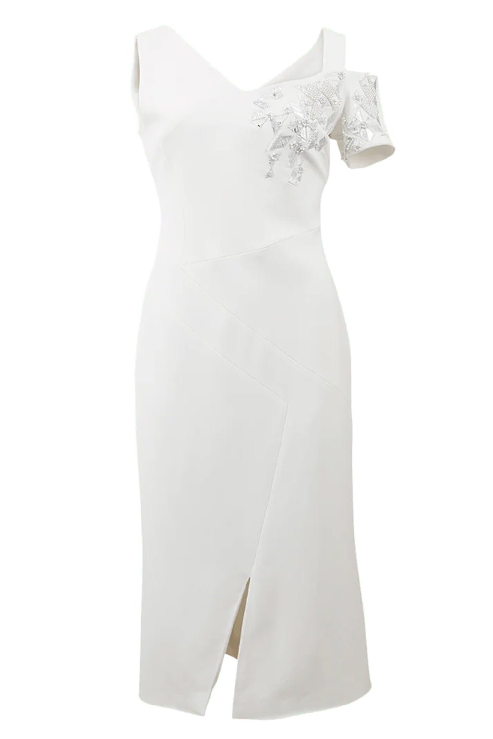 ANTONIO BERARDI-Off Shoulder Embroidered Dress-OPTICWHT