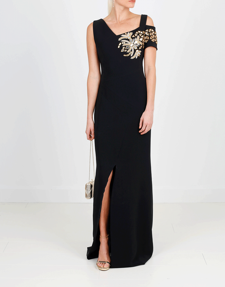 ANTONIO BERARDI-Mirror Embroidered Gown-BLACK