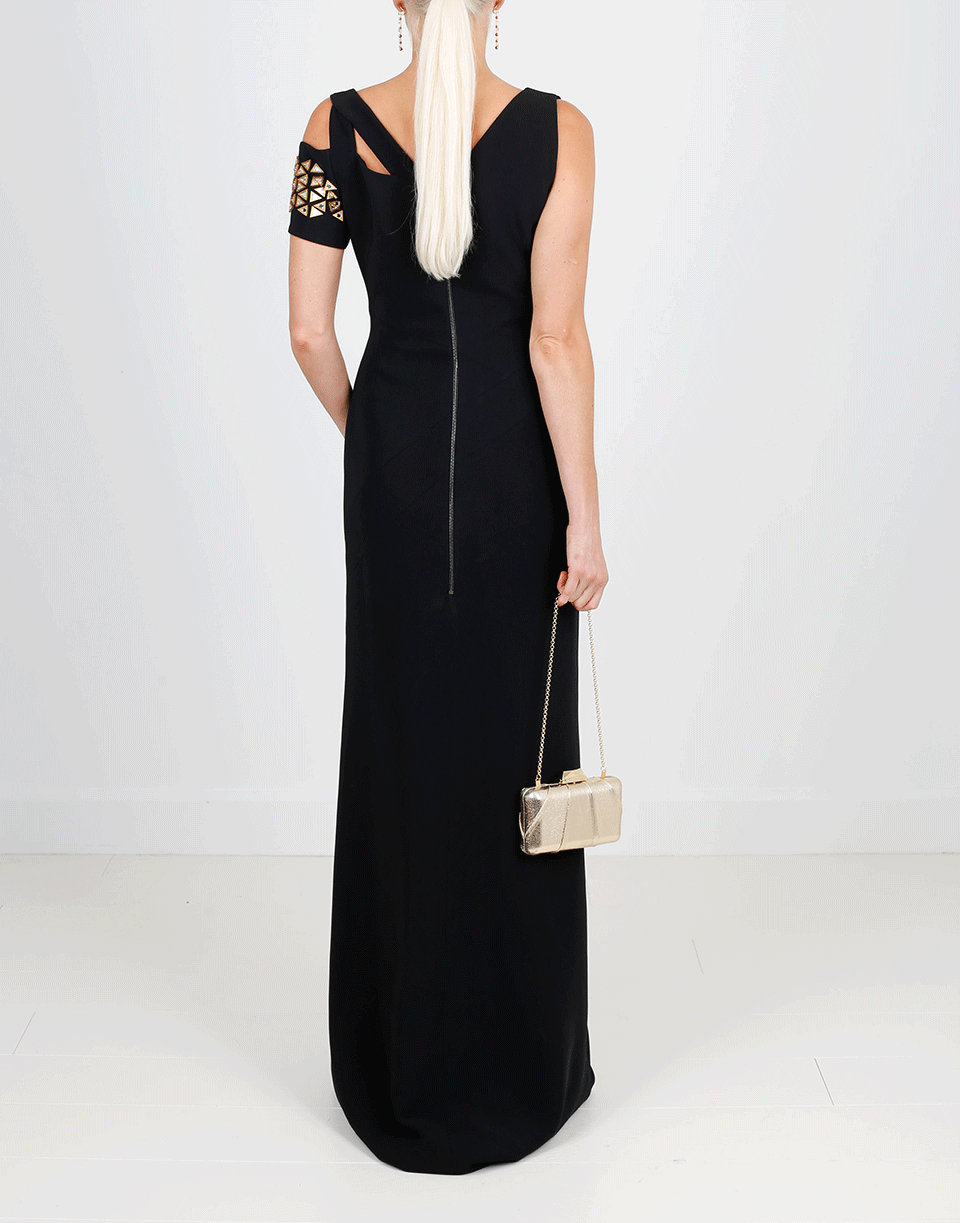 ANTONIO BERARDI-Mirror Embroidered Gown-BLACK