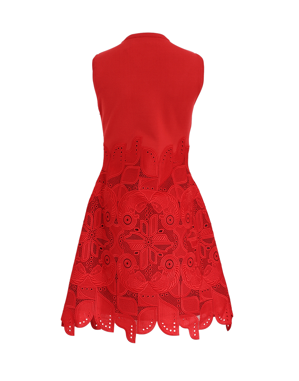 ANTONIO BERARDI-Crewneck Macrame Dress-SCARLET