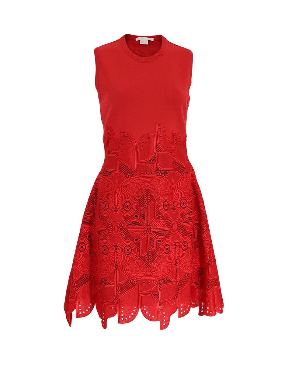 ANTONIO BERARDI-Crewneck Macrame Dress-SCARLET