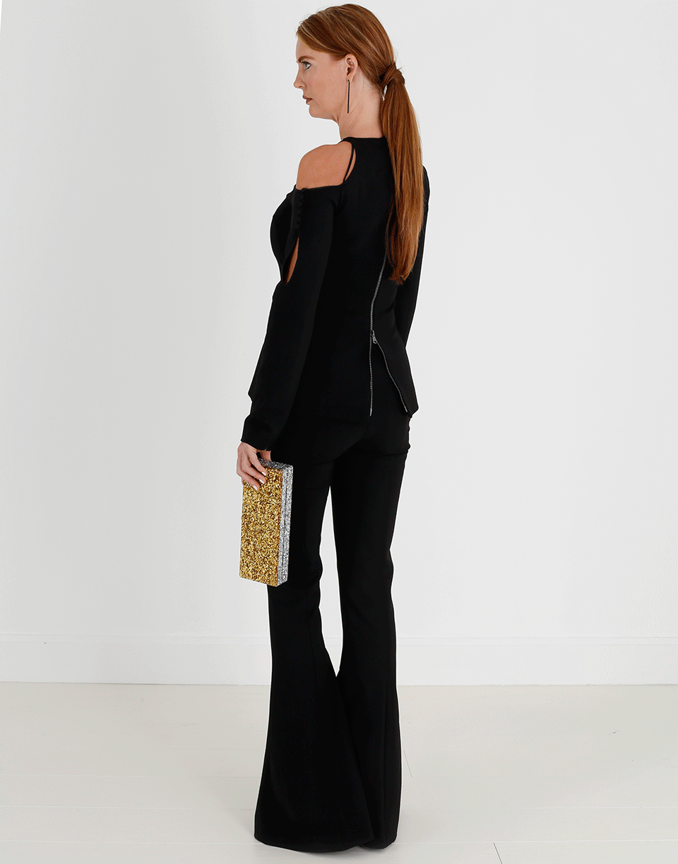 ANTONIO BERARDI-One Shoulder Woven Top-BLACK