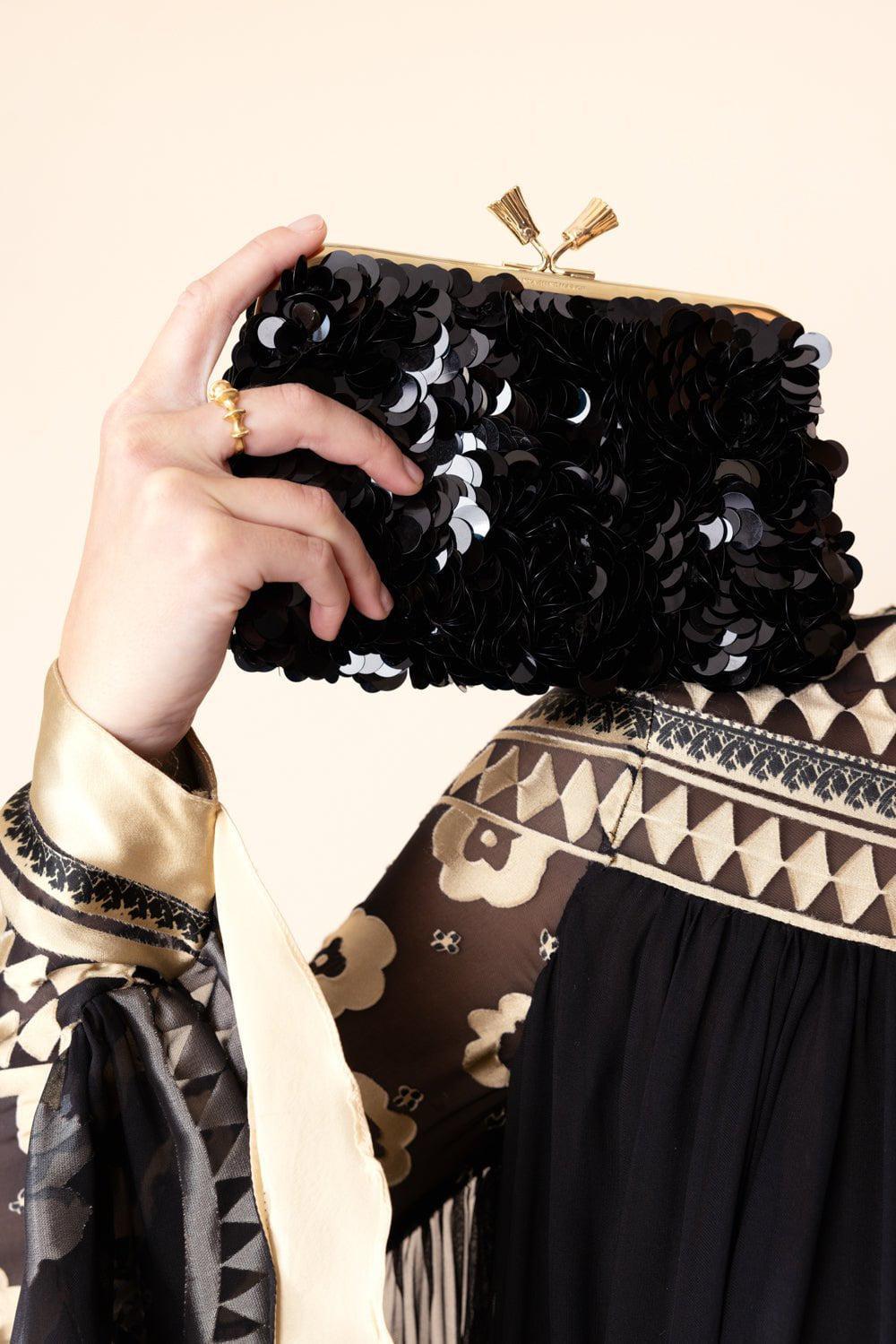 ANYA HINDMARCH-Maud Tassel Clutch - Anthracite-BLACK