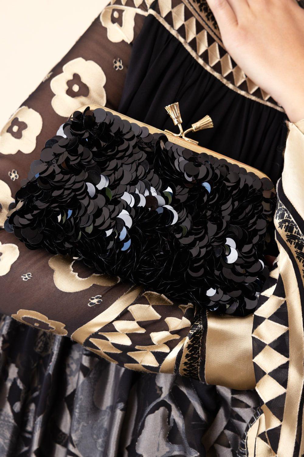ANYA HINDMARCH-Maud Tassel Clutch - Anthracite-BLACK