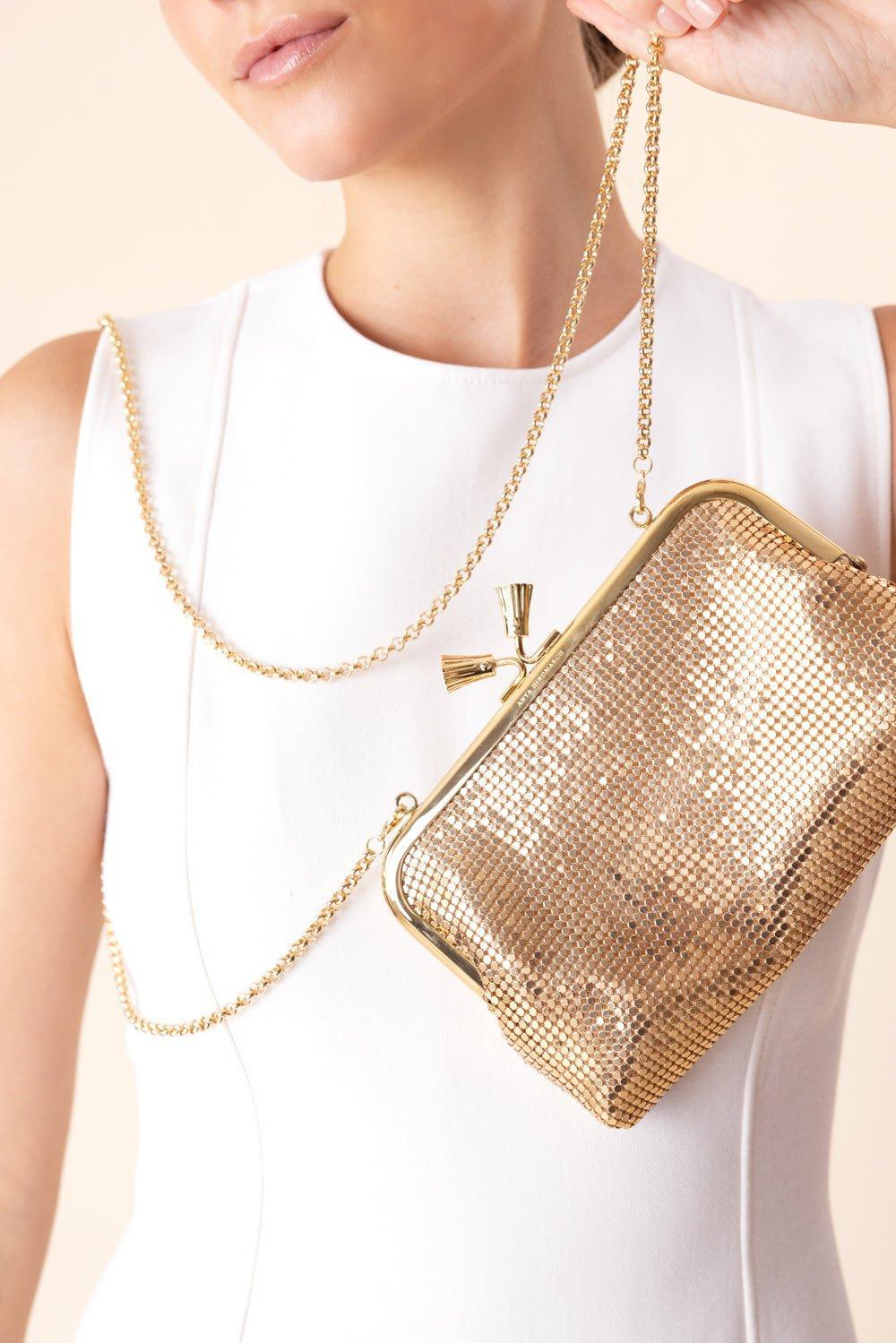 ANYA HINDMARCH-Maud Tassel Clutch - Gold Mesh-GOLD