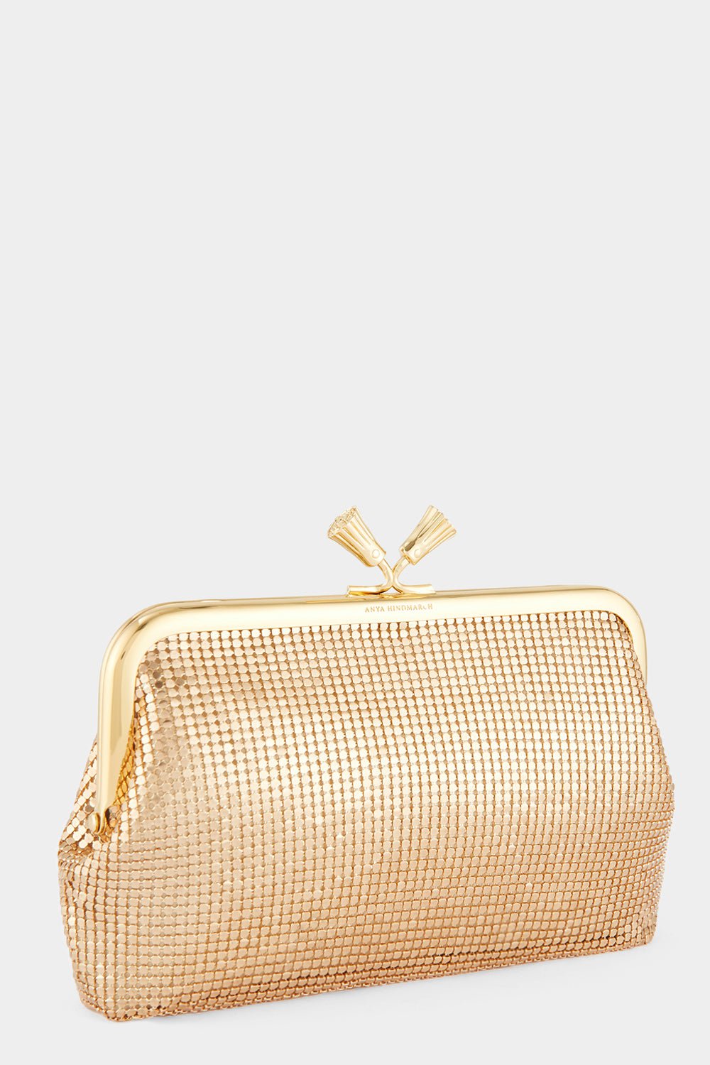 ANYA HINDMARCH-Maud Tassel Clutch - Gold Mesh-GOLD