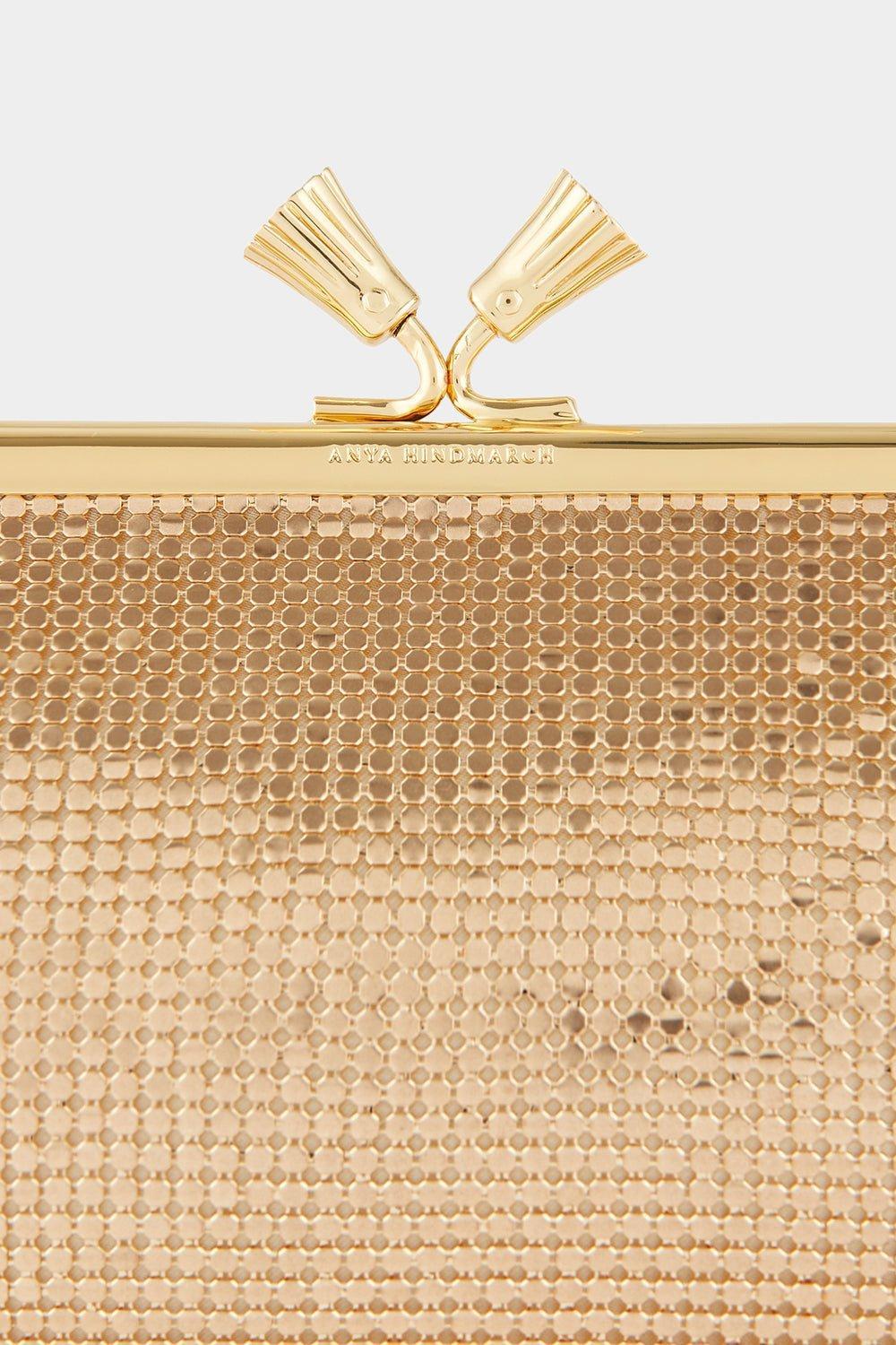 ANYA HINDMARCH-Maud Tassel Clutch - Gold Mesh-GOLD