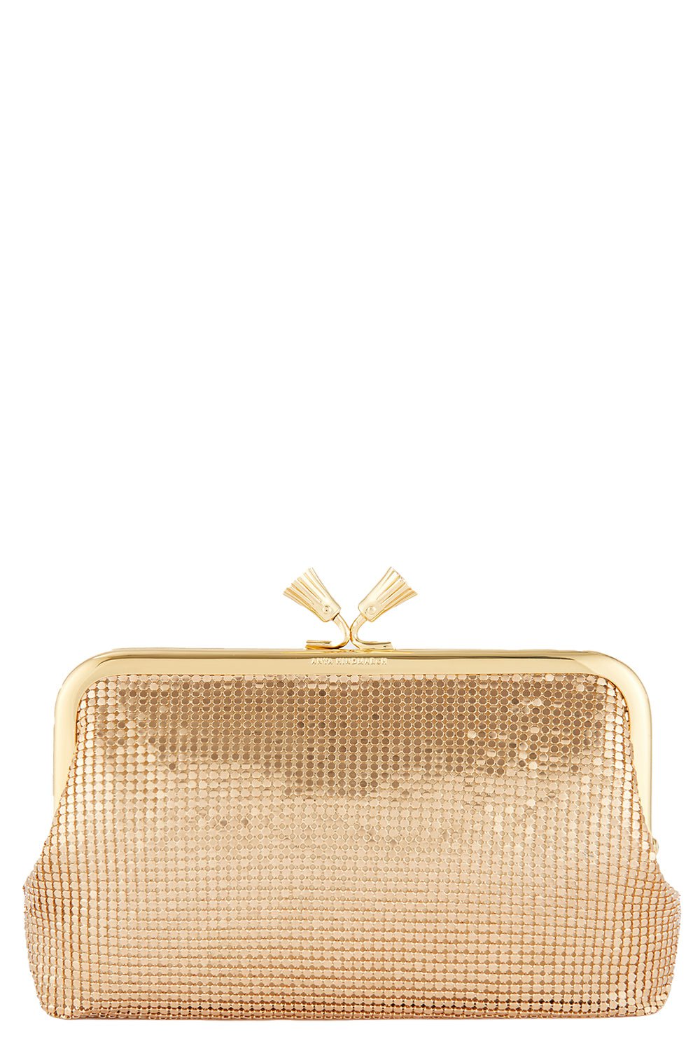 ANYA HINDMARCH-Maud Tassel Clutch - Gold Mesh-GOLD