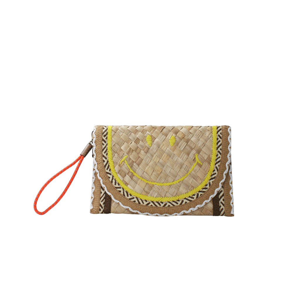 ANYA HINDMARCH-Basket Smiley Clutch-NATURAL