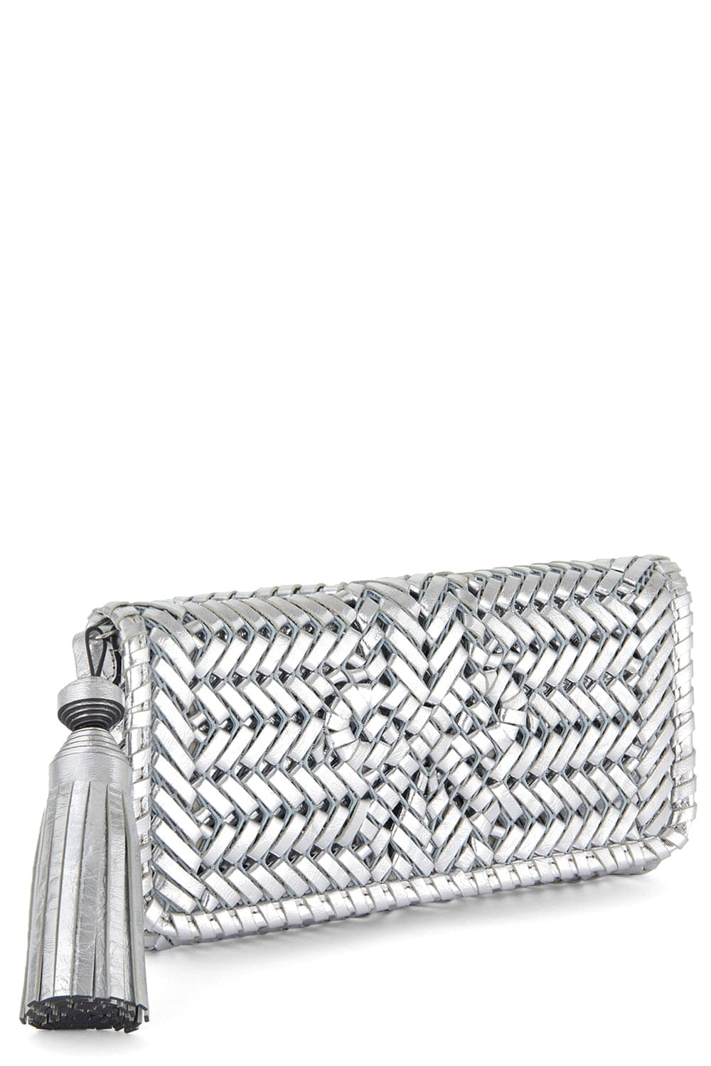 ANYA HINDMARCH-Neeson Tassel Clutch - Silver-SILVER
