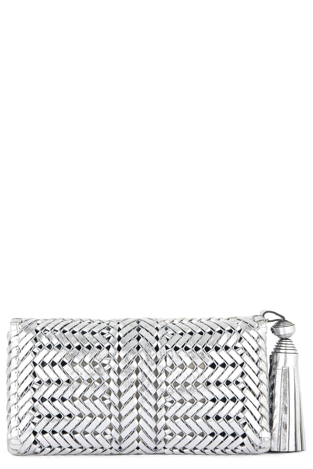 ANYA HINDMARCH-Neeson Tassel Clutch - Silver-SILVER