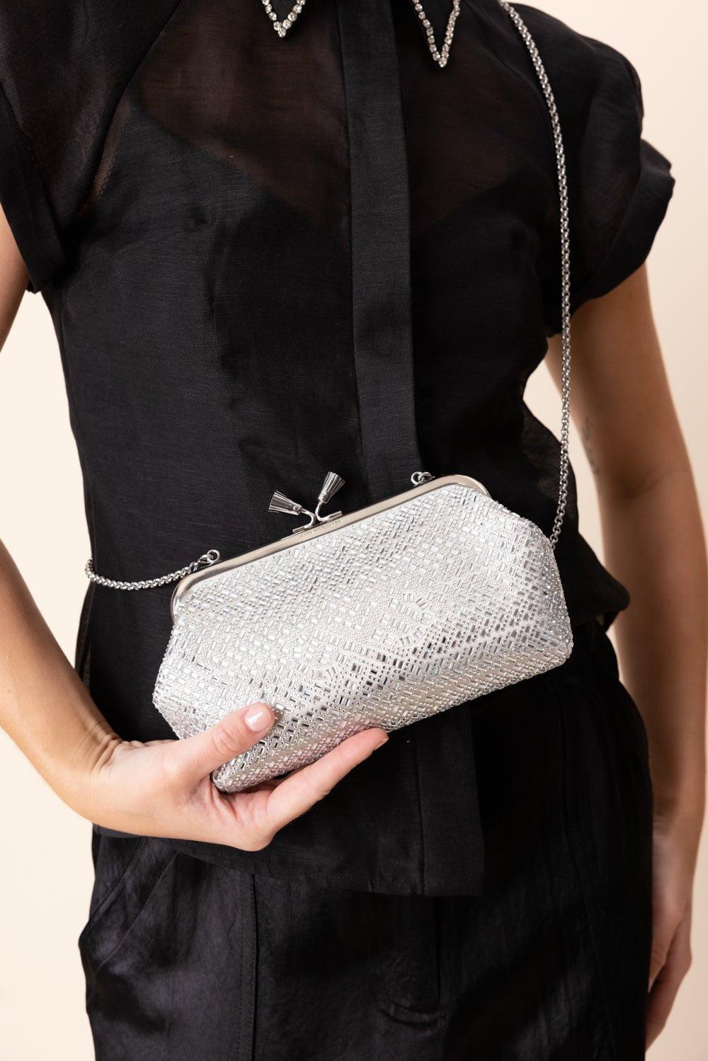 ANYA HINDMARCH-Maud Tassel Clutch - Silver Crystal-SILVER