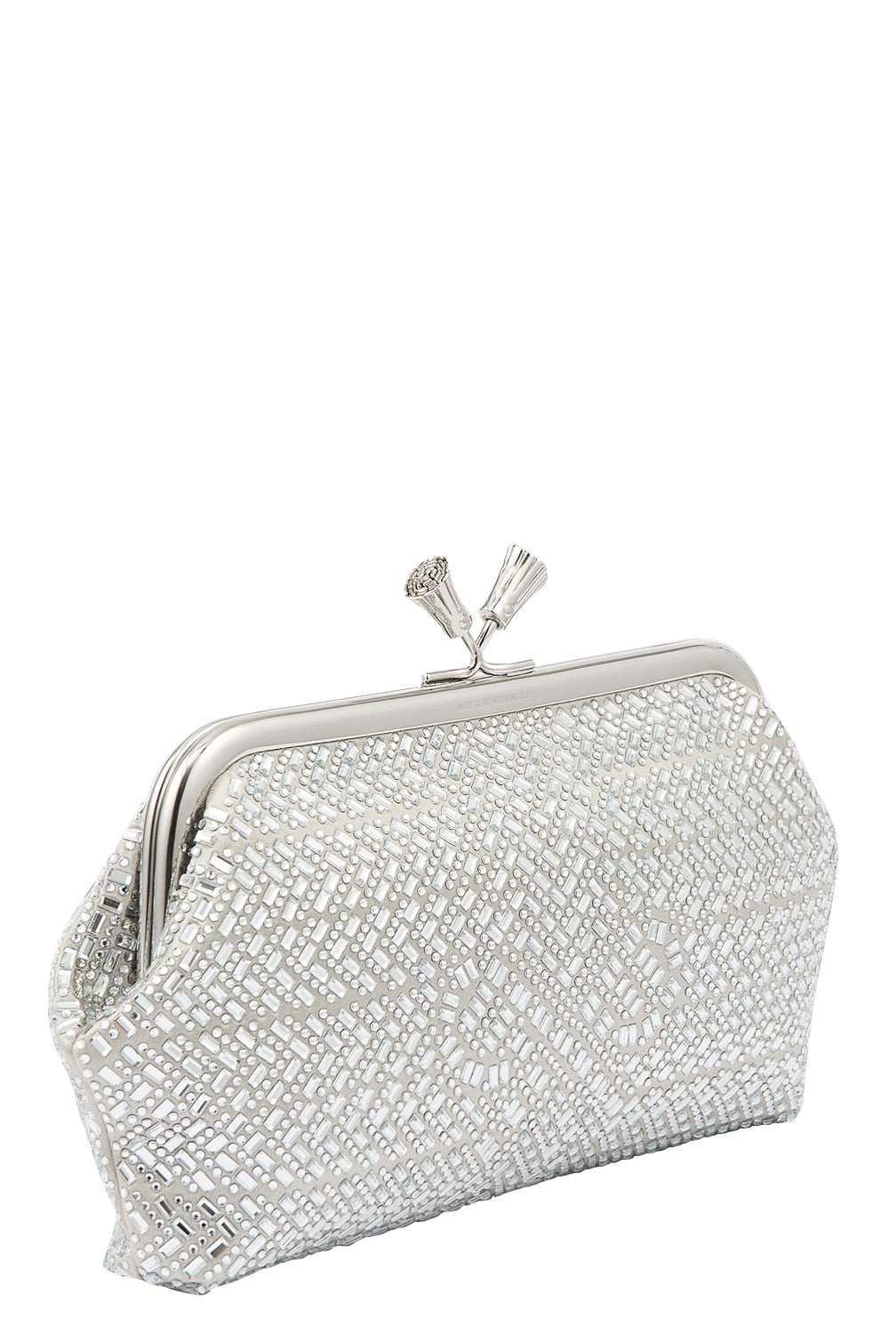 ANYA HINDMARCH-Maud Tassel Clutch - Silver Crystal-SILVER