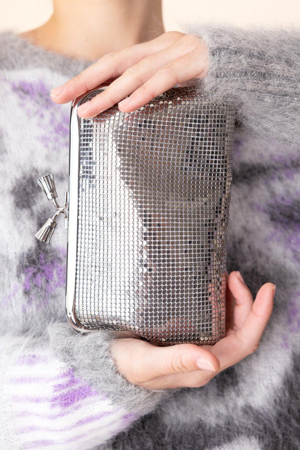 ANYA HINDMARCH-Maud Tassel Clutch - Silver Mesh-SILVER