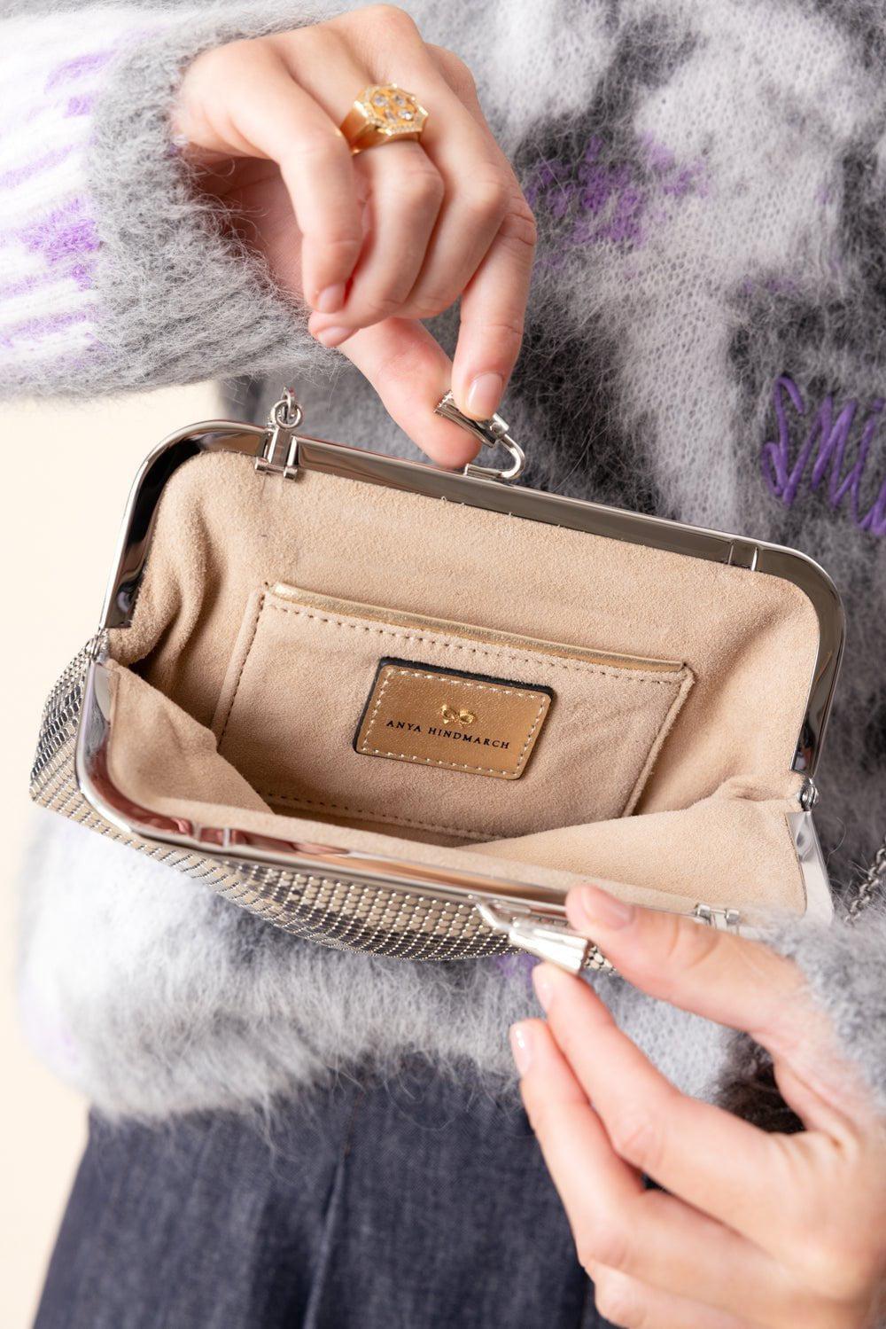 ANYA HINDMARCH-Maud Tassel Clutch - Silver Mesh-SILVER