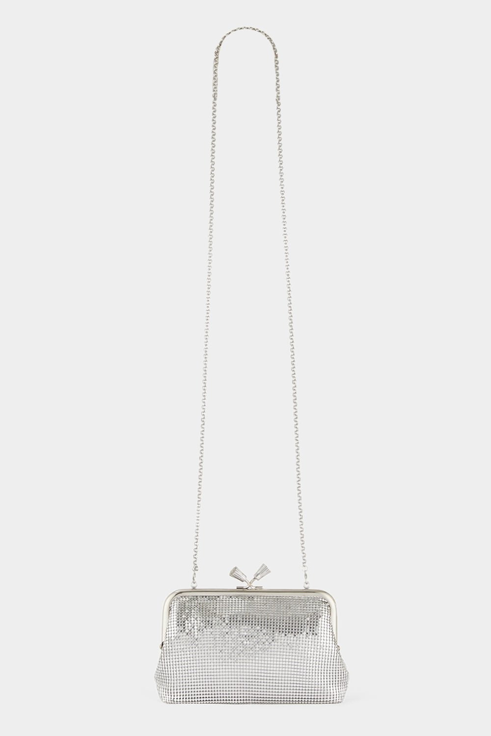 ANYA HINDMARCH-Maud Tassel Clutch - Silver Mesh-SILVER