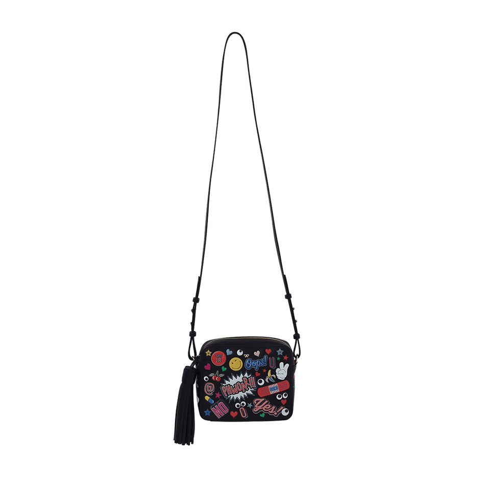 ANYA HINDMARCH-All-Over Wink Crossbody-BLACK