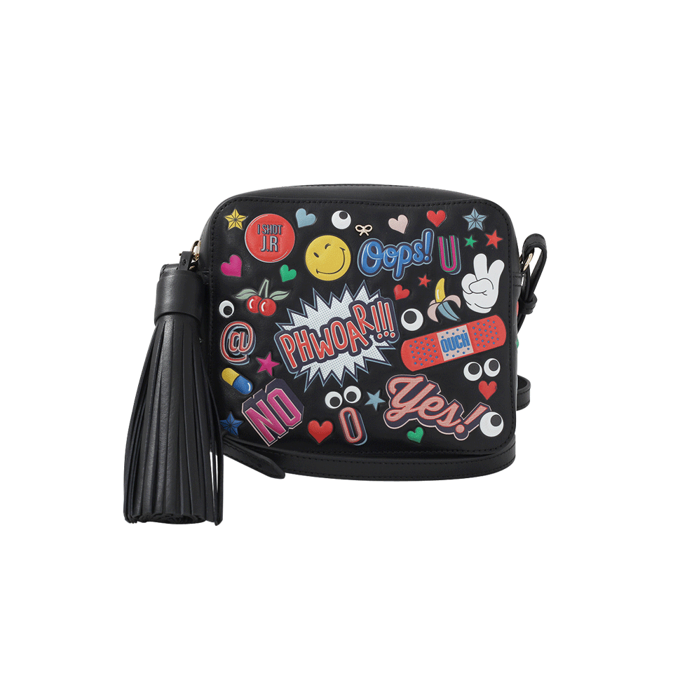 ANYA HINDMARCH-All-Over Wink Crossbody-BLACK