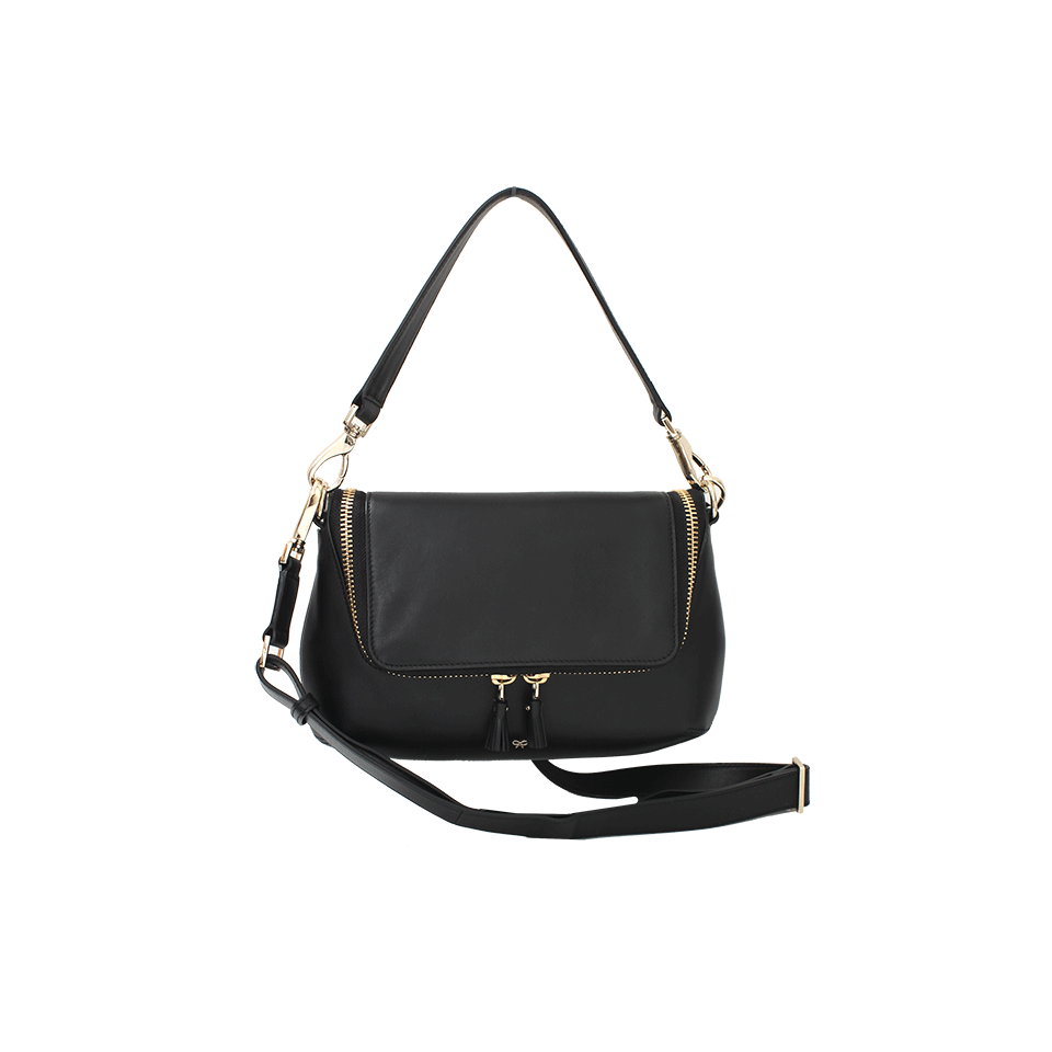 ANYA HINDMARCH-Maxi Zip Crossbody-BLACK