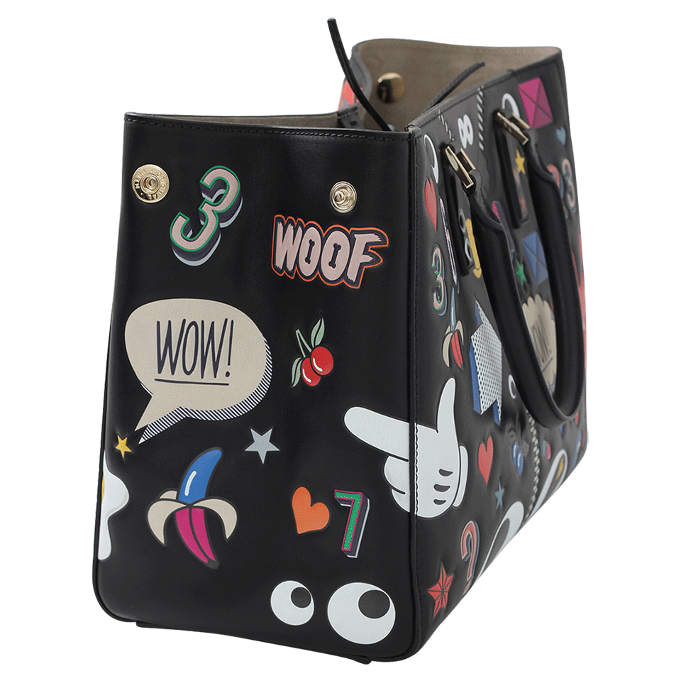 ANYA HINDMARCH-Small Ebury Wink Sticker Bag-BLACK