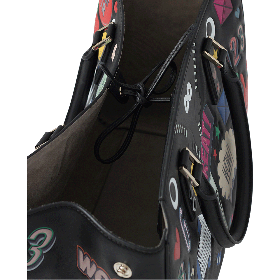ANYA HINDMARCH-Small Ebury Wink Sticker Bag-BLACK